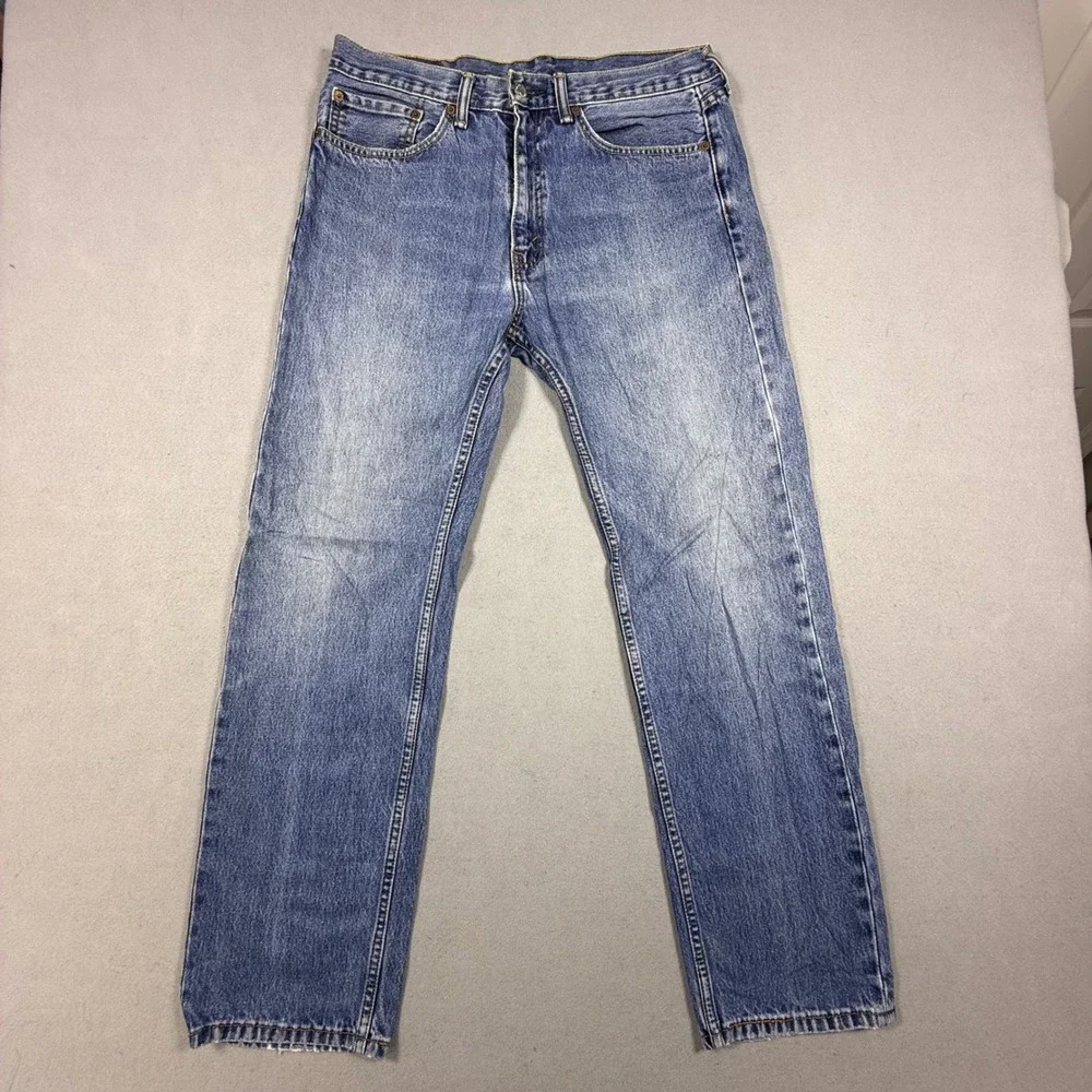 Levis Straight Leg Jeans Mens 35x32 Medium Wash Blue Denim Casual Pants